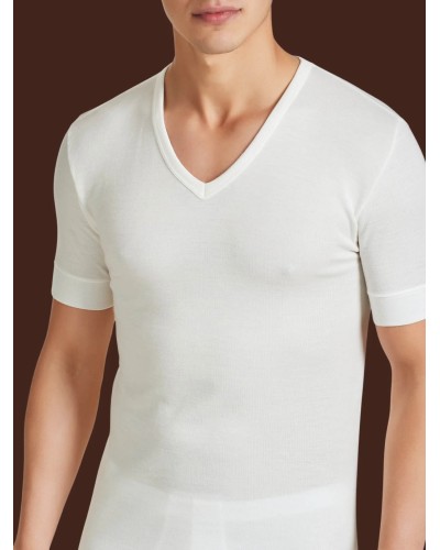 Maglia Ragno 065458 Lana Fuori Cotone Pelle | Scollo a V