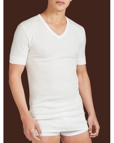 Maglia Ragno 065458 Lana Fuori Cotone Pelle | Scollo a V