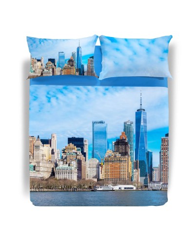 Completo Lenzuola Copriletto Caleffi Freedom Tower Matrimoniale in ...