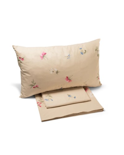 Completo Lenzuola In Cotone Floral2 Avorio Caleffi - Eleganza e Com...