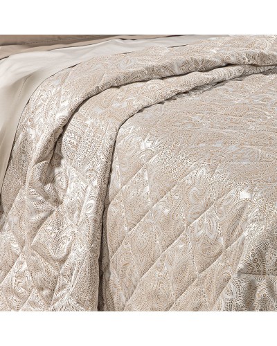 Copriletto Trapuntato In Raso Jacquard Dorata Matrimoniale Dreaming...