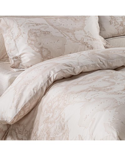 Completo Copripiumino In Raso Di Cotone Geo White Matrimoniale Unic...