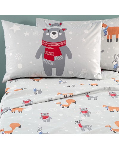 Completo Lenzuola In Cotone Teddy Singolo Grigio Caleffi Kids for L...