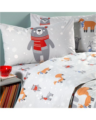 Completo Lenzuola In Cotone Teddy Singolo Grigio Caleffi Kids for L...