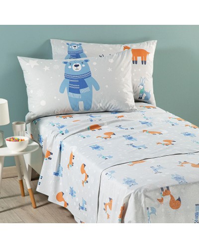 Completo Lenzuola In Cotone Teddy Singolo Grigio Caleffi Kids for L...