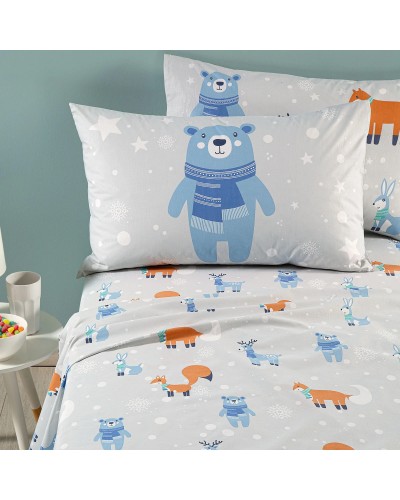 Completo Lenzuola In Cotone Teddy Singolo Grigio Caleffi Kids for L...