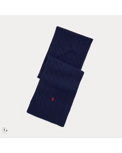 Sciarpa ! Ralph Lauren intrecciata grossa in misto lana cavallino rosso treccia Grande