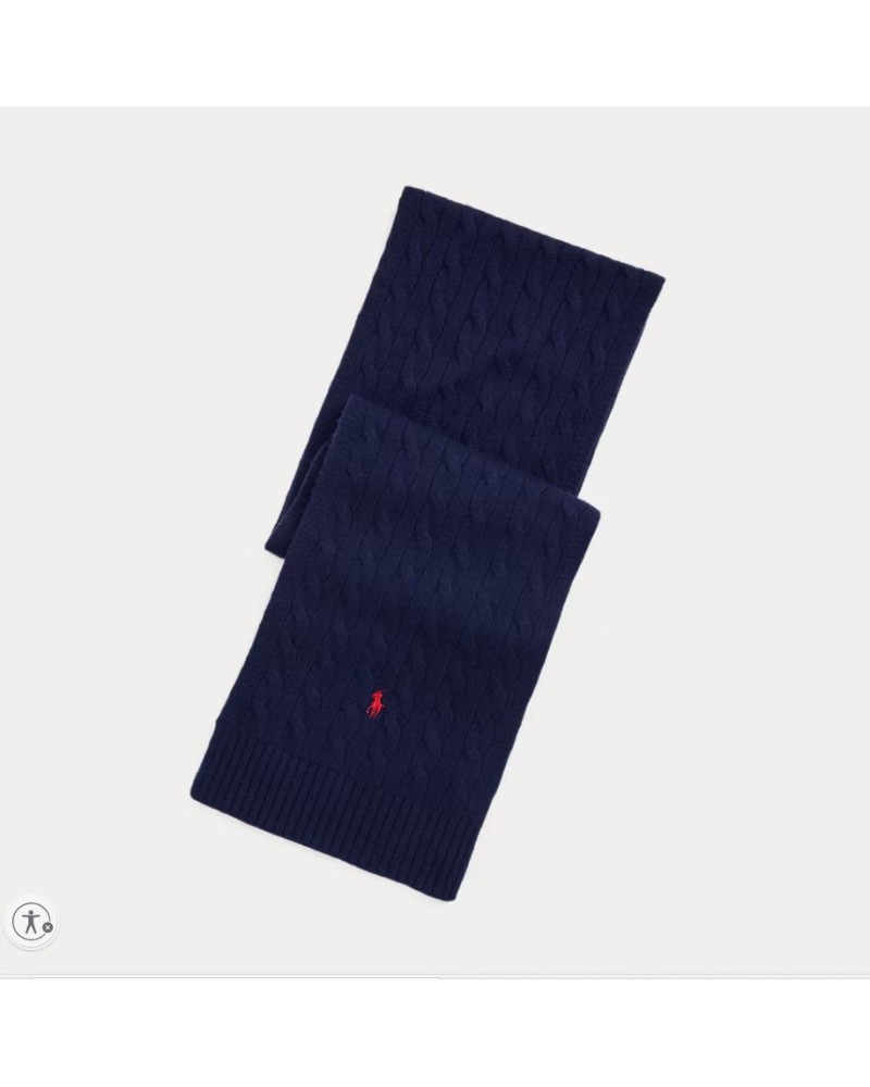 Sciarpa ! Ralph Lauren intrecciata grossa in misto lana cavallino rosso treccia Grande