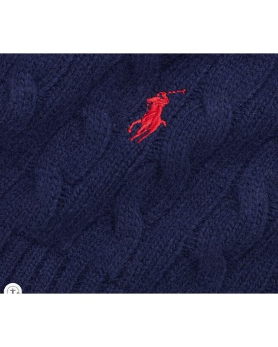 Sciarpa ! Ralph Lauren intrecciata grossa in misto lana cavallino rosso treccia Grande