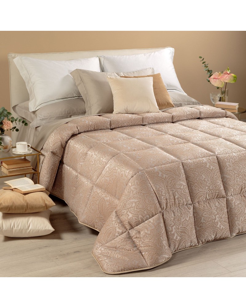 Trapunta Damascata Dorata ! Caleffi In Raso Jacquard Matrimoniale Dreaming