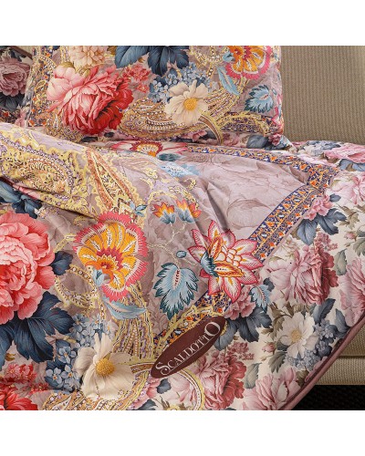 Plaid Caleffi Flora Cotone Rosa Scaldotto