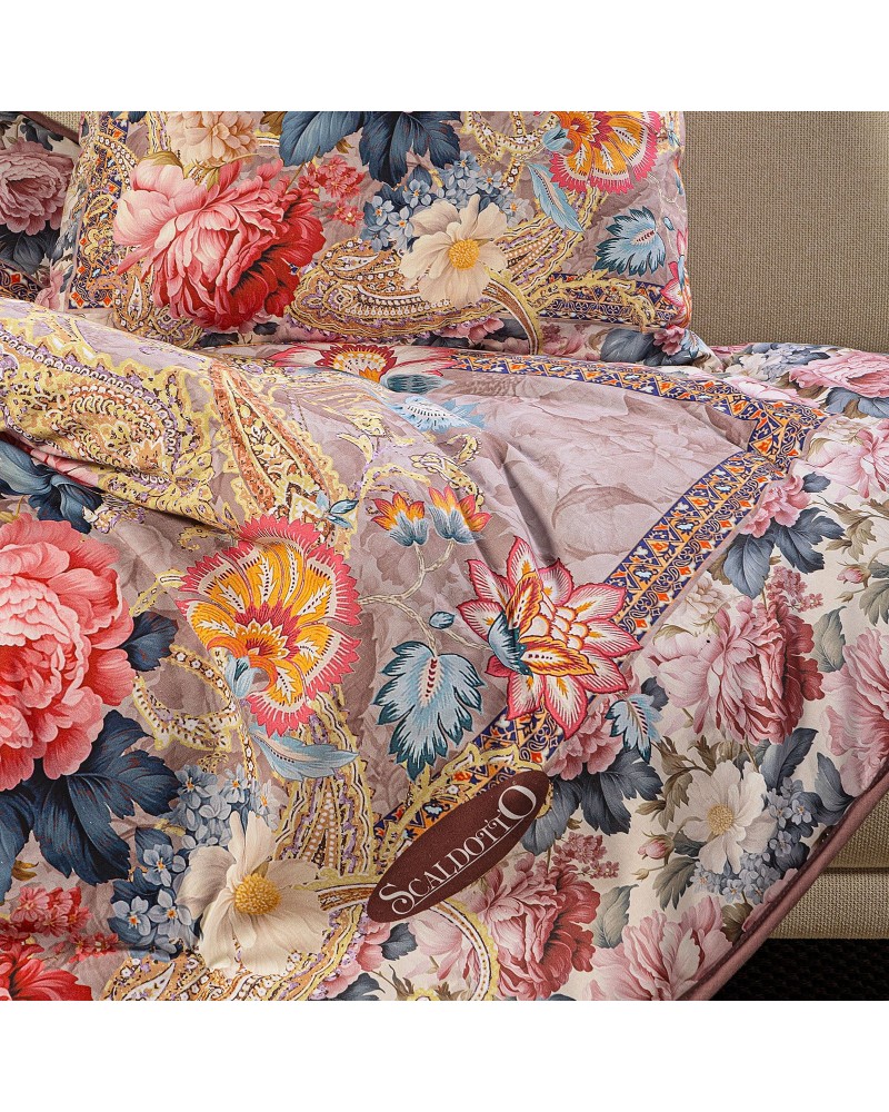 Plaid Caleffi Flora Cotone Rosa Scaldotto