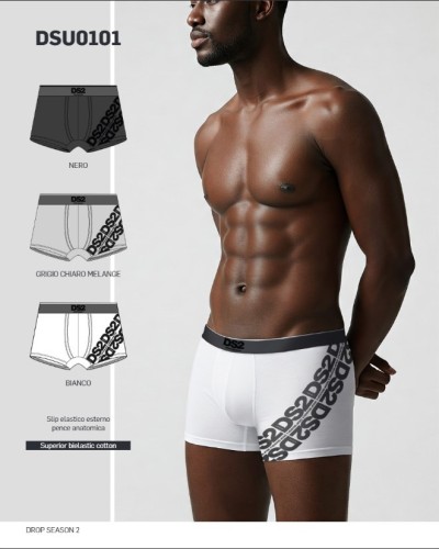 Set 3 Boxer Uomo DS20101 | Cotone Stretch Nero Bianco Grigio