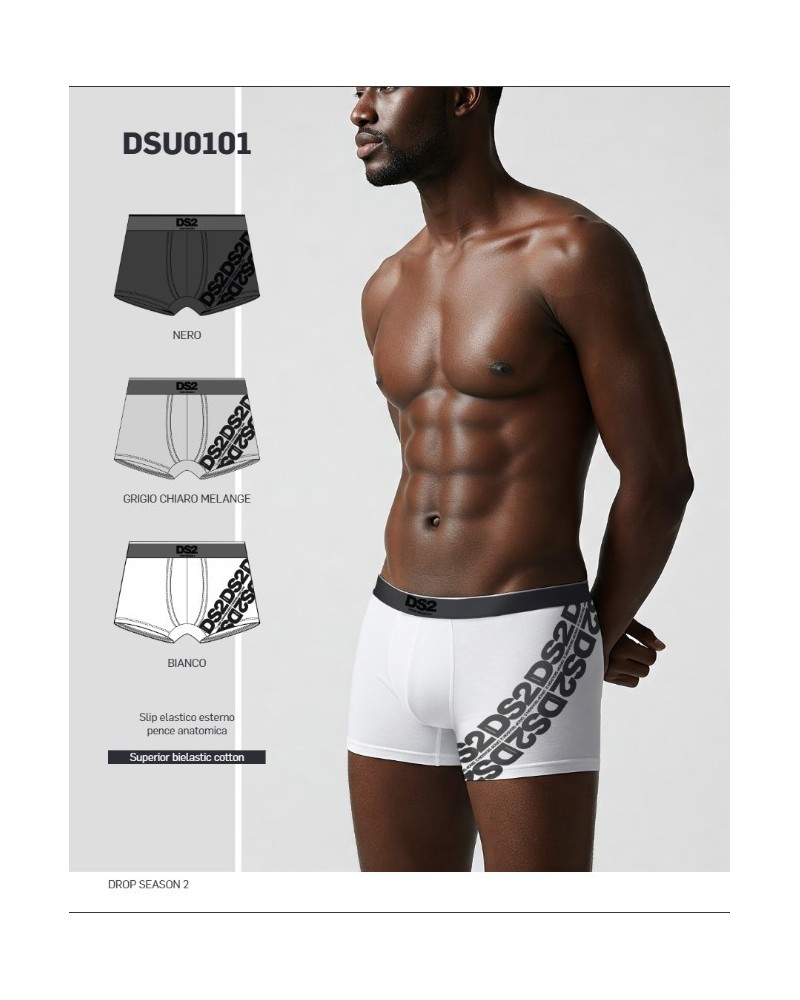 Set 3 Boxer Uomo DS20101 | Cotone Stretch Nero Bianco Grigio