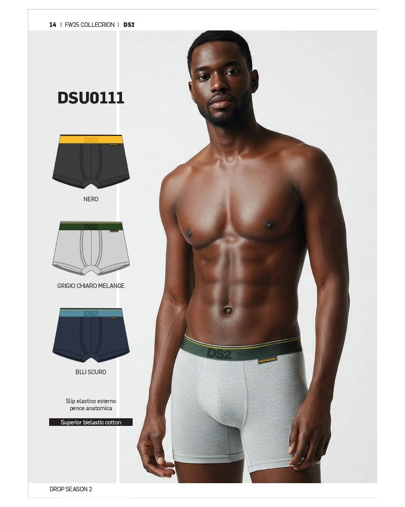 Set 3 Boxer Uomo DSU0111 Drop Season | Blu Grigio Nero