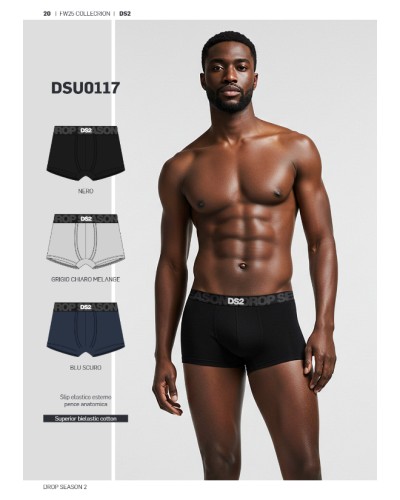 Set 3 Boxer Uomo DSU0117 Drop Season | Nero Grigio Blu