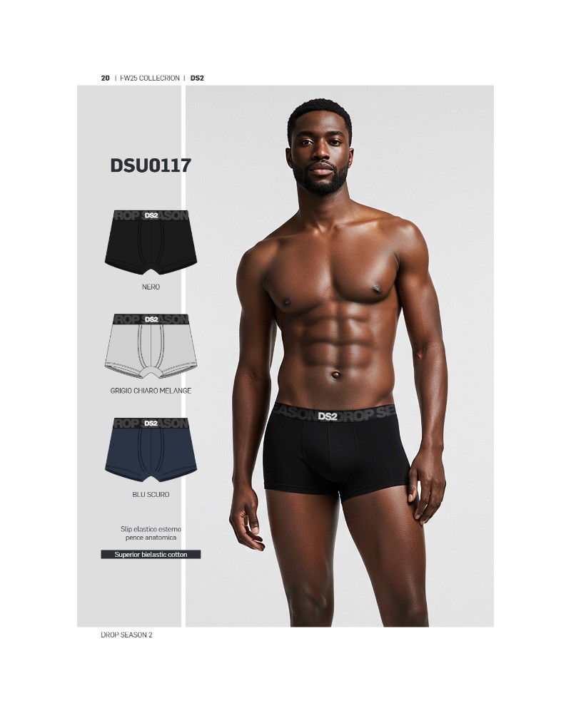Set 3 Boxer Uomo DSU0117 Drop Season | Nero Grigio Blu