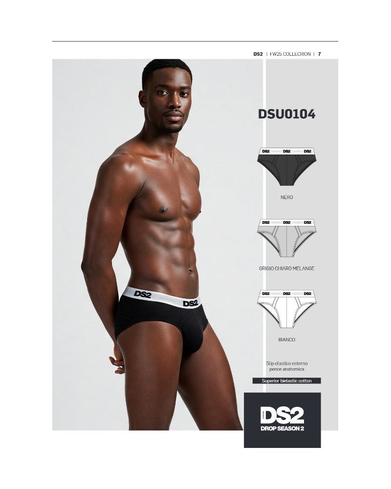 Set 3 Slip Uomo DSU0104 Drop Season | Nero Grigio Bianco