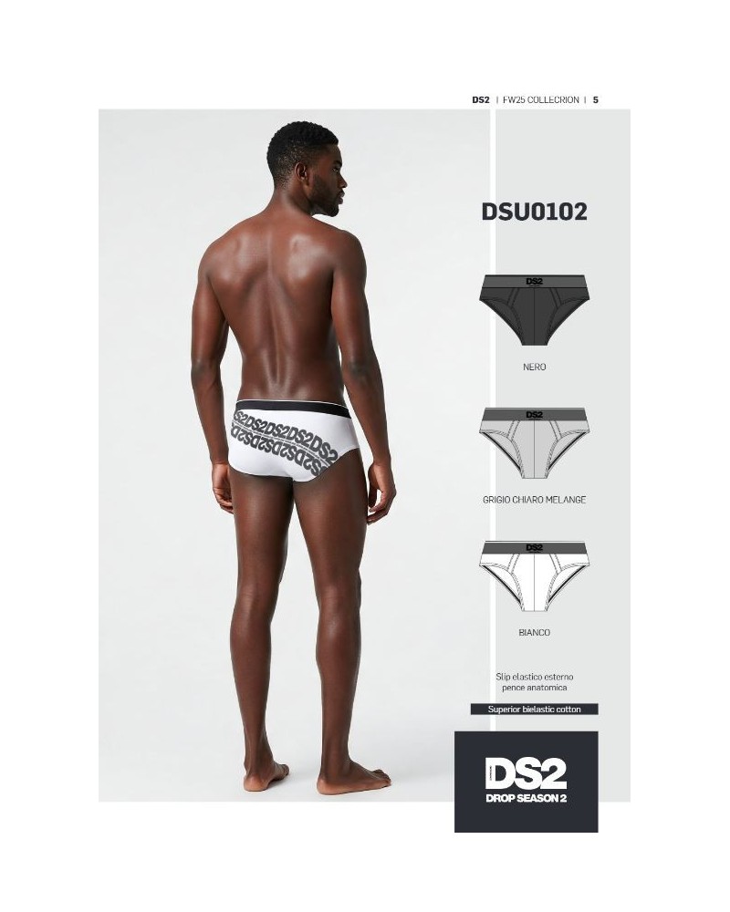 Set 3 Slip Uomo DSU0102 Drop Season | Nero Grigio Bianco
