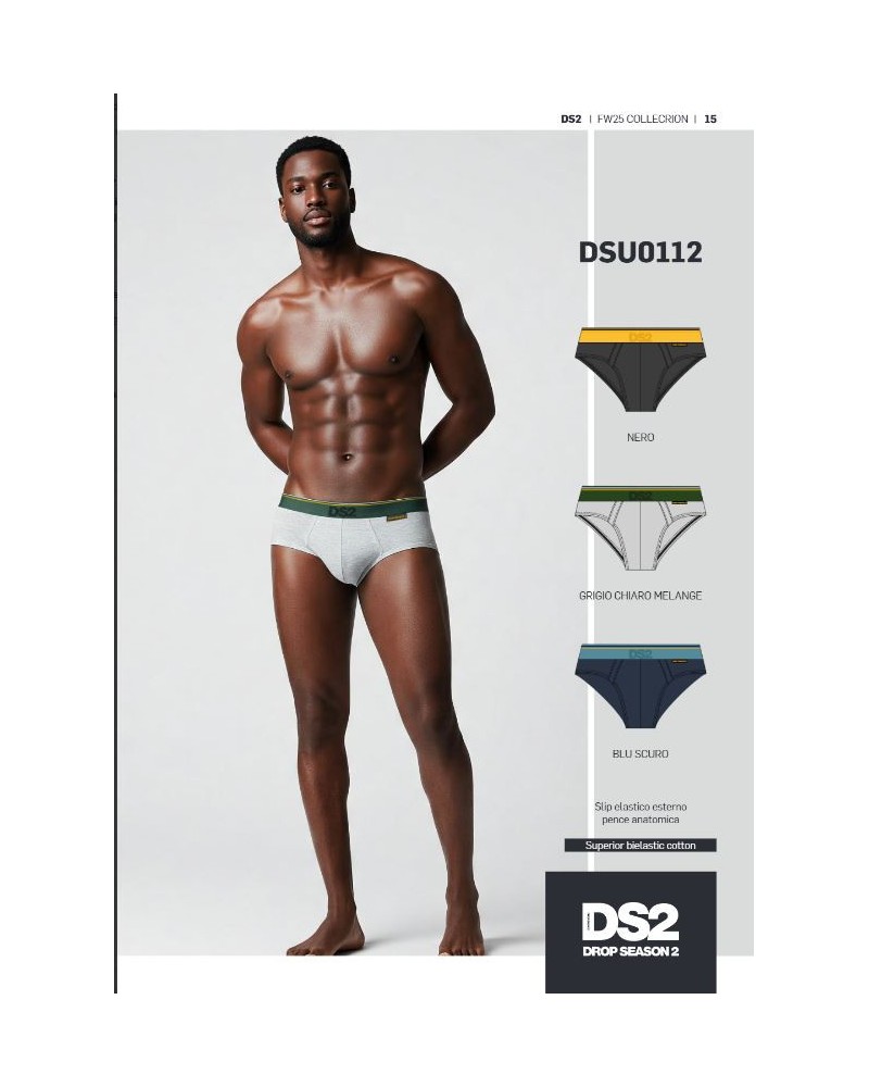 Set 3 Slip Uomo DSU0112 Drop Season | Nero Grigio Blu