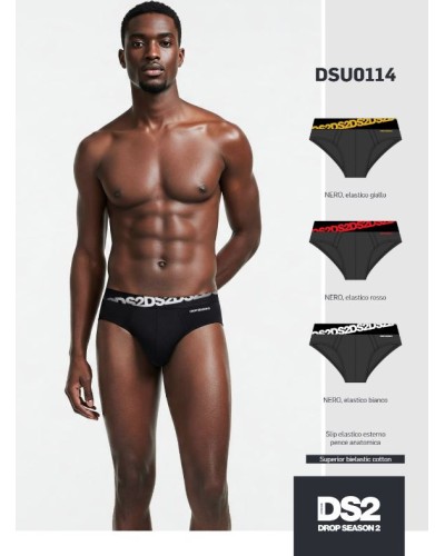 Set 3 Slip Uomo DSU0114 Drop Season | Pack Total Black