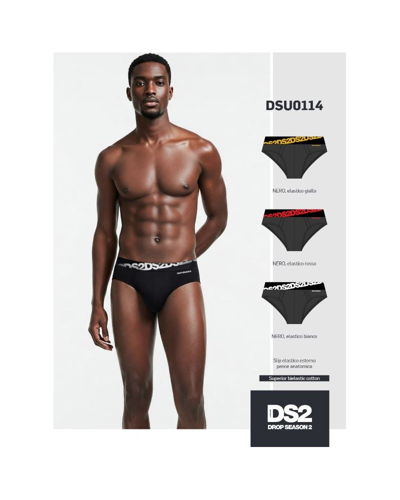 Set 3 Slip Uomo DSU0114 Drop Season | Pack Total Black