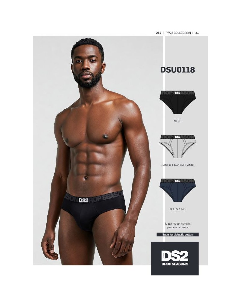 Set 3 Slip Uomo DSU0118 Drop Season | Nero Grigio Blu