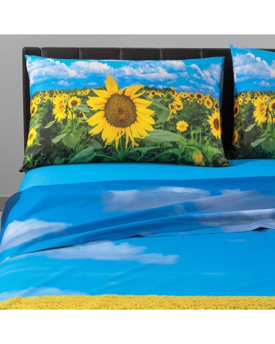 Lenzuola copriletto Girasoli, puro cotone, Sogni di Viaggio Carmassi.