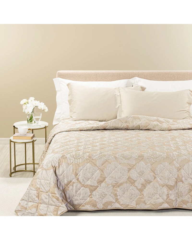 Copriletto Trapuntato Raso Jacquard Flory Matrimoniale Raso